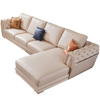 Meubles de salon modernes de style italien haut de gamme, canapé en cuir, luxe pour la maison, canapé 3 places, ensemble de canapés en cuir blanc