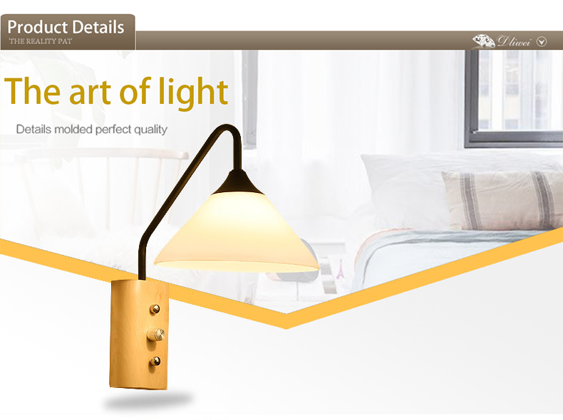 Hot Selling  Glass Solid Wood Led Wall Lights Indoor Wooden Wall Lamp Decorative For Hotel