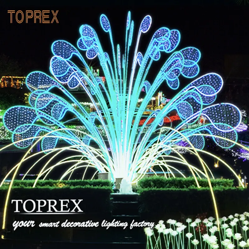 large lighted outdoor park lighting decorations Holiday time manufacturer 2024 christmas rgb led 3d motif fountain light