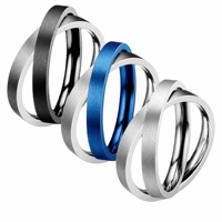 Bague double bleue rotative brossée mate personnalisée pour fête et événement, bijoux de mode de haute qualité en gros