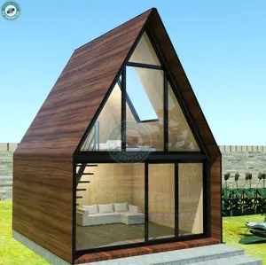9sqm 작은 리조트 샬레 거실 작은 허니문 홈스테이 캐빈 로프트 디자인 여름 집 유리 지붕