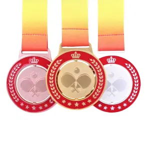 Logotipo de diseño libre de fábrica Fabricación promocional Medallas de lucha de tenis con cinta