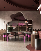 Meubles en bois écologiques modernes pour restaurants, design personnalisé, ensembles d'affichage commerciaux à LED, vente directe d'usine pour restaurants