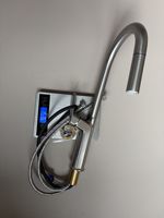 Robinet de cuisine moderne à poignée unique, rotatif, avec douchette extractible 4 fonctions, finition chromée, cartouche céramique, à poser sur comptoir