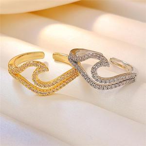 Anello a doppia onda, design bicolore, accessori alla moda per l'uso quotidiano - Product Image 6