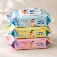 Lingettes pour bébé douces et délicates, sans parfum, non tissées, hypoallergéniques, pour peaux sensibles, nouveau-nés et nourrissons, avec logo personnalisé OEM