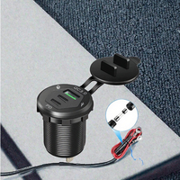 Prise USB 12V 24V à montage sur panneau avec ports QC3.0 et PD, couvercle rabattable, câblage avec fusible intégré pour bateau, camion, camping-car