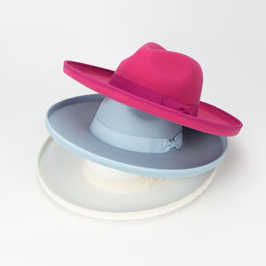 Nouveau gros mode femmes <span class=keywords><strong>large</strong></span> <span class=keywords><strong>crayon</strong></span> bord luxe 100% polyester avec ruban arc Fedora chapeaux en <span class=keywords><strong>feutre</strong></span> - Product Image 1