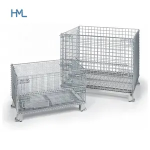 Industrial stacking galvanized warehouse storage metal steel mesh bin