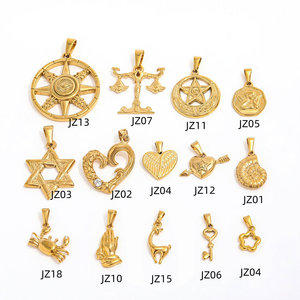 Ciondolo Trendy in Acciaio Inossidabile Placcato Oro 18k PVD, Design Conchiglia, Stella Ottagonale, Angelo, Bilancia per Collane di Gioielli alla Moda - Product Image 5