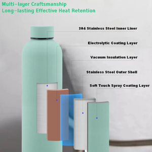 Bouteille isotherme à double paroi en acier inoxydable 500 ml, isolation thermique 6-12 heures, design moderne, cadeaux d'affaires portables, vente chaude - Product Image 3