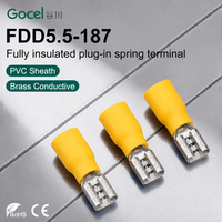 Connecteurs Rapides Isolés pour Câbles FDD5.5-187 12 10 AWG, Bornes Femelles à Fourche, PVC Jaune, Laiton, CE RoHS, Vente en Gros