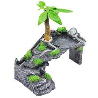 Accessoire pour tortue d'aquarium : Plateforme de repos et d'escalade en résine pour tortue, avec grotte cachette et marchepied, pour séchage au soleil et à l'eau.