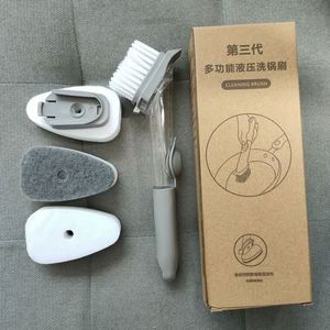 Multi-functional Household Kitchen Cleaning Brush Hydraulic Long <b>Handle</b> Washing Pot <b>Sponge</b> Cleaning Brushes - Product Image 6