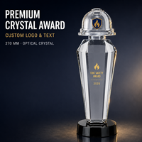 Trophée Casque de Pompier en Cristal Personnalisé avec Impression UV – Tendance Mode, Récompense Personnalisée pour la Sécurité Incendie, Logo pour la Reconnaissance d'Entreprise