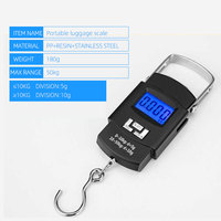 Báscula Electrónica de Alta Precisión para Equipaje, 50 kg/10 g, con Pantalla LCD Retroiluminada y Gancho Metálico, Lista para Enviar