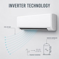 AC Inverter 9000 BTU Sistem Split Dinding dengan Kontrol Aplikasi WiFi, Pendinginan Nyaman untuk Hotel, Kantor, Rumah