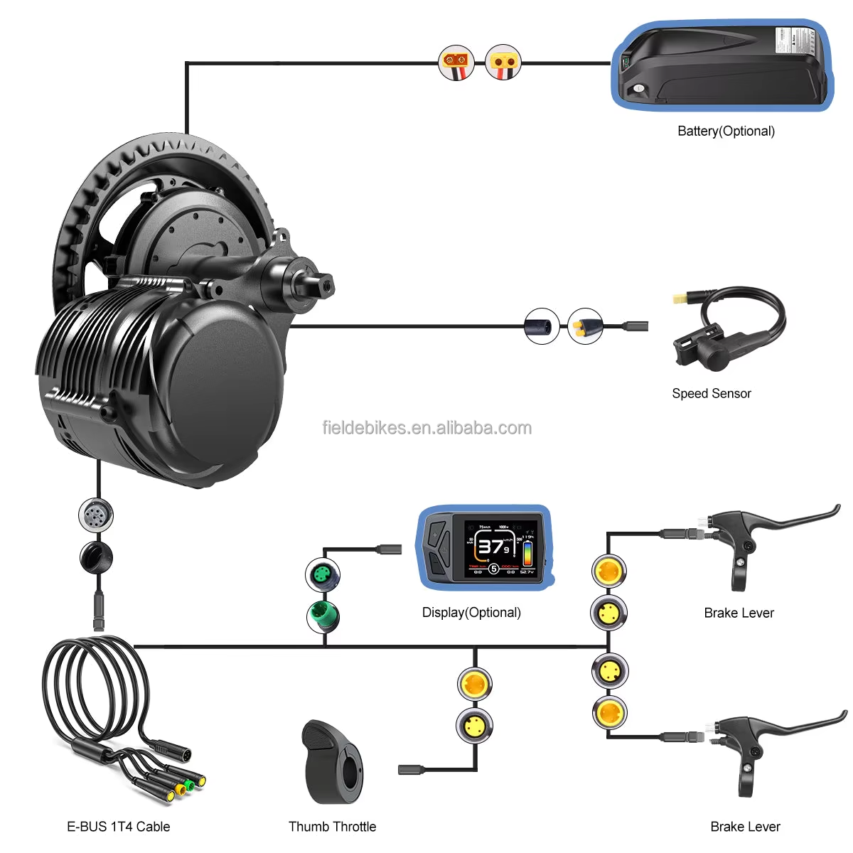 Tongsheng TSDZ8 48V 750W Mid Drive Electric Bike Conversion Kit
