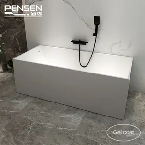 Foshan Pensen PS8819 160cm Gelcoat künstlicher Stein 63 Zoll maßge schneiderte Badewanne freistehende Wanne gegen Wand