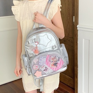 Mochila Ita Personalizada Estilo Lolita Kawaii Anime Escolar con Diseño de Bolsillo Transparente, Adorno de Lazo con Estrella en Relieve y Espacio para Exhibición de Pins - Product Image 5