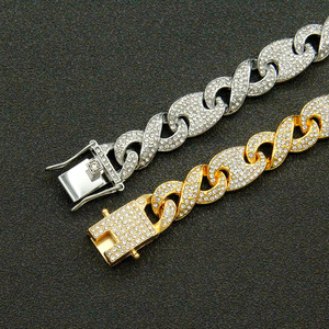 Bijoux plaqués <span class=keywords><strong>or</strong></span> hip hop <span class=keywords><strong>collier</strong></span> chaîne à maillons cubains en grains <span class=keywords><strong>de</strong></span> <span class=keywords><strong>café</strong></span> infinity glacé avec strass bling pour hommes - Product Image 4