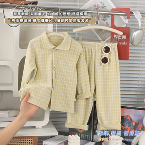 Nueva ropa de casa informal para niños de Otoño/Invierno para niños y niñas-Pijamas cálidos con cuello para compra al por mayor - Product Image 6