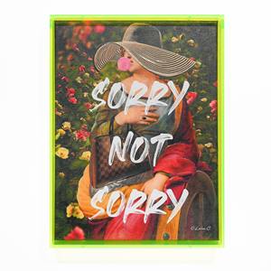 Peinture sur toile SORRY avec cadre en acrylique vert citron 30x40cm épaisseur 5cm - Product Image 1