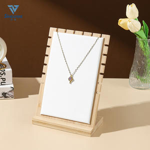 Support à bijoux en bois de bambou de luxe, design carré personnalisé, en daim/PU, noir, pour collier et bracelet, vente chaude - Product Image 2