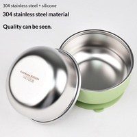 Bol pour enfants en acier inoxydable, 2 en 1, avec ventouse amovible en silicone, sans BPA, passe au lave-vaisselle, anti-chute