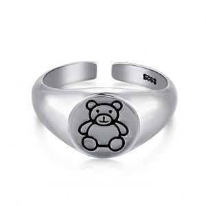 Dylam Women <b>Bear</b> Ring 925 Sterling Silver Solid Sterling Silver Plated <b>Bear</b> <b>Cute</b> Wrap Ring Adjustable Finger Band <b>Cute</b> Jewelry - Product Image 1