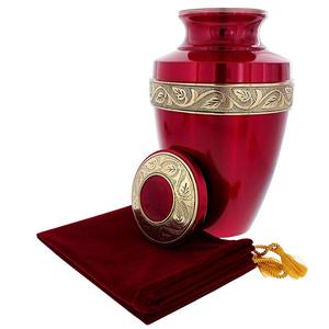 Red Brass Cremation <b>Urn</b> for Adult Human Ashes <b>Large</b> Memorial Metal <b>Urn</b> Decorative Burial Vase Funeral Keepsake Container Storage - Product Image 1