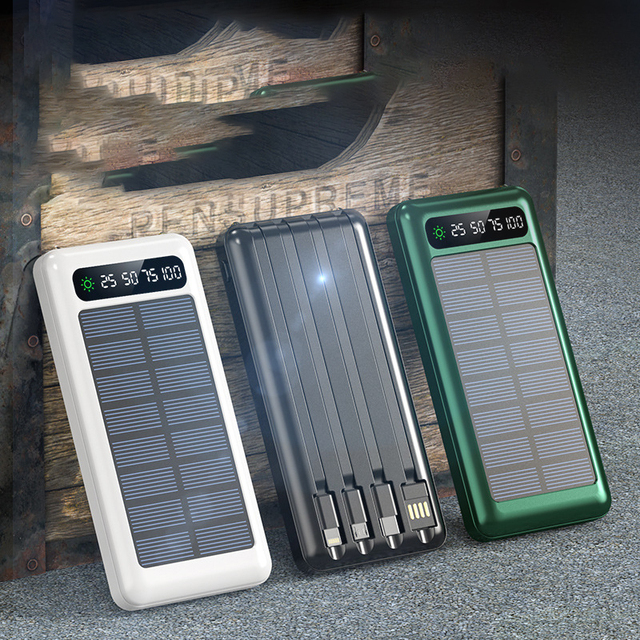 Solar Powerbank 20000mah with Cable Customizable logo Power Station with Led Charger