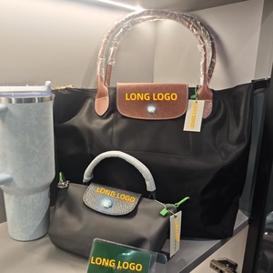 Borsa Tote French Origami Dumpling in Nylon Impermeabile con Manici in Pelle Russa, Leggera, Stile Parigino, per <span class=keywords><strong>Donna</strong></span>, Viaggi, Lavoro, Scuola - Product Image 3