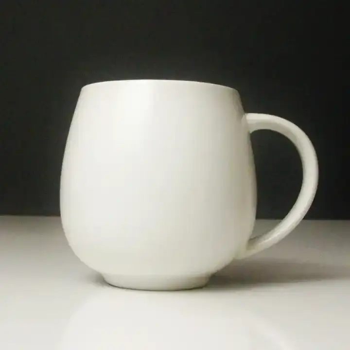 Keramik Kaffeetasse eiförmig Custom Print Personal isierte Logo Porzellan Abgerundete Tasse Für Kaffee Büro täglichen Gebrauch