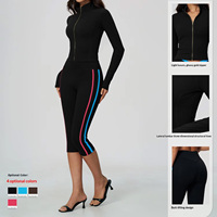 Veste de yoga TongJoes haut de gamme en Spandex/Nylon, effet seconde peau, col montant zippé, pour femme, idéale pour la course et le fitness