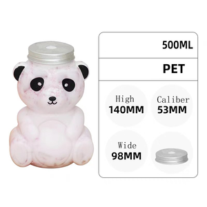 Wholesale 500ml Bear Shape Disposable PET Beverage <b>Bottle</b> for Mineral Water <b>Milk</b> Tea & Juice-Creative <b>Plastic</b> Take-away - Product Image 6