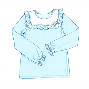 Top Boutique a maniche lunghe per ragazze primavera autunno abbigliamento per bambini con risvolto in legno Design orecchio t-shirt <span class=keywords><strong>Polo</strong></span> da ragazza - Product Image 6