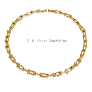 Chaîne cubaine en acier inoxydable de haute qualité Bijouterie 18 carats Chaîne à maillons cubains plaqué or 18 carats Chaîne Figaro pour homme et femme Collier