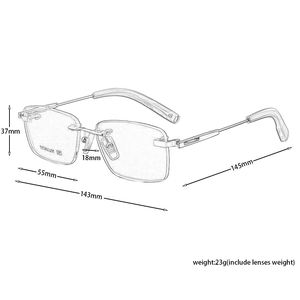 Jiojewカスタム医療処方レンズメンズビジネススタイル超軽量チタンリムレス眼鏡光学フレーム眼鏡 - Product Image 5