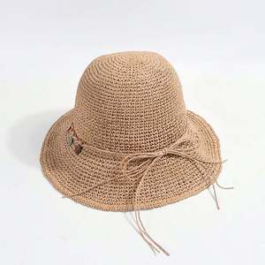 Nouveau Chapeau de Paille Pliable à Large Bord Fait Main avec Chaîne Coquillage Couleurs Printemps-Été pour Femme – Protection Solaire Vacances Plage - Product Image 4