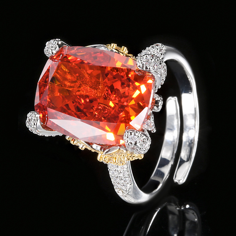 open size Ice Flower cut Chinese red ring