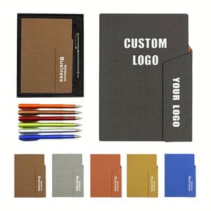 New Leather Pu Notebook Set <b>A5</b> Business <b>Notepad</b> Office Gift Customized Personalized With Custom Logo - Product Image 1