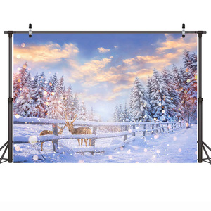 Latar Belakang Foto Potret Hutan Beku Natal, Latar Belakang Ulang Tahun Pohon Bersalju yang Dicat Semprot Vinyl, Festival Pemandangan Musim Dingin - Product Image 5