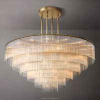 Grand lustre moderne en acier inoxydable doré avec cristaux, luminaire suspendu pour hôtel, restaurant, salle de banquet, villa, décoration