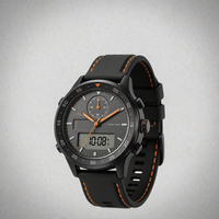 Montre de plongée à double affichage à énergie solaire avec alarme, cadran lumineux, boîtier en alliage, bracelet en plastique