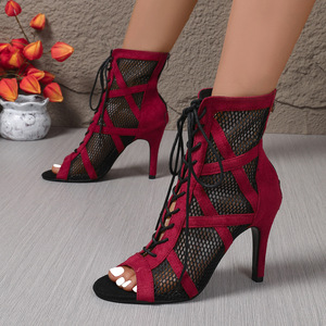 Bottes de danse jazz, latin, ballroom/salsa, swing, en daim, à talon aiguille de 9,5 cm, chaussures de danse pour filles, chaussures de pratique - Product Image 6