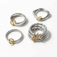 Bague Gaovo Premium bicolore entrelacée en acier inoxydable, bijou de mode féminin de luxe minimaliste résistant au ternissement