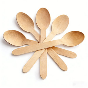 Cuillère en bois jetable naturelle de qualité supérieure, biodégradable, en bois de bouleau, pour la restauration, les restaurants de restauration rapide - Product Image 1