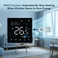 Sansael SS701HA-WH-WF Termostato Inteligente WiFi Negro Antiinflamable de PC+ABS con Pantalla Táctil Tuya para Calefacción por Suelo Radiante Eléctrico para el Hogar