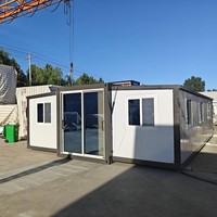 Maison conteneur moderne préfabriquée, étanche, pliable et extensible, avec énergie solaire, pour usage résidentiel (salon et chambre)